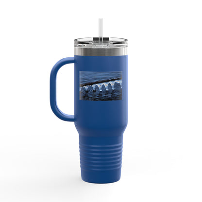 40oz Insulated Travel Mug — Ocean Wave Ice Photo Design, Large Stainless Steel Tumbler