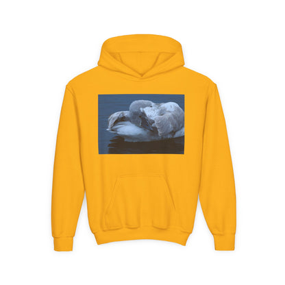 Youth Hoodie with Sleeping Swan Photo — Cozy Wildlife Sweatshirt