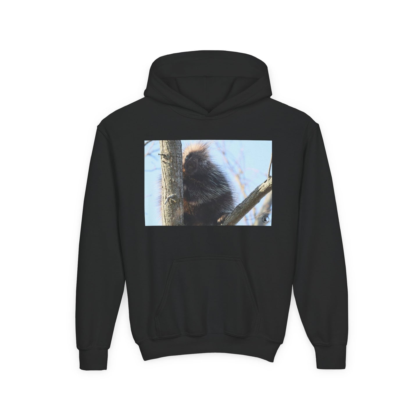 Youth Hoodie with Tree-Climbing Porcupine Photo – Cute Wildlife Kids Sweatshirt