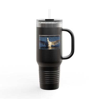 40oz Insulated Travel Mug with Seagull Photo – Large Stainless Steel Tumbler for Beach, Outdoor & Commuting