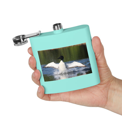 Duck Photography 6oz Stainless Steel Flask — Loon Splash Wildlife Hip Flask