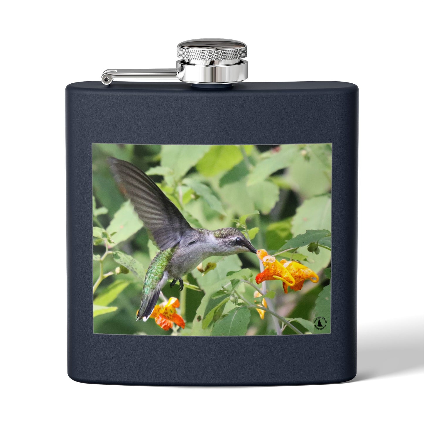 Hummingbird Photo Stainless Steel Flask — 6oz Portable Liquor Hip Flask