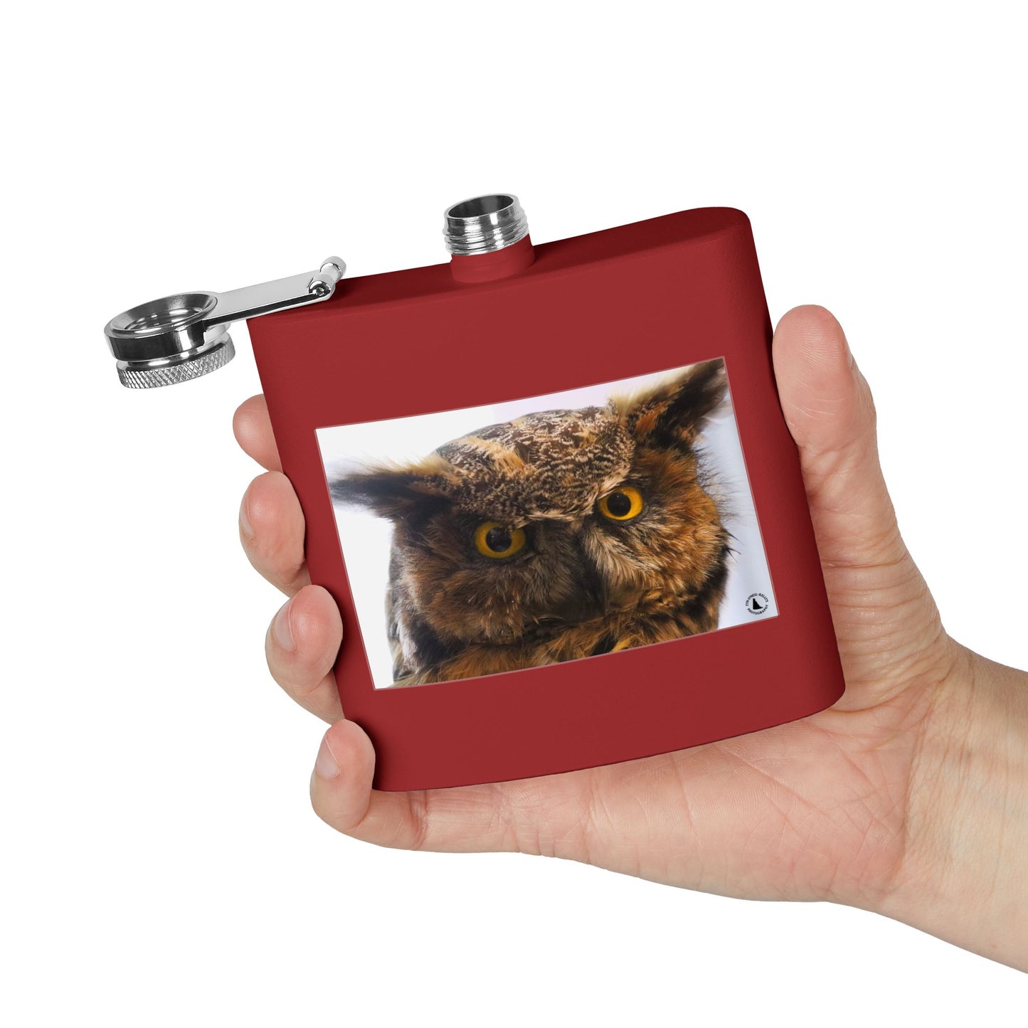 Owl Portrait Stainless Steel Flask — 6oz Wildlife Gift