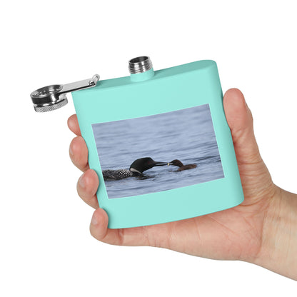 Loon Family 6oz Stainless Steel Flask – Wildlife Nature Gift