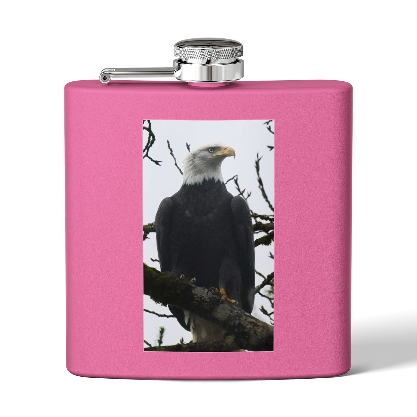 Eagle Photo Flask – 6oz Stainless Steel Hip Flask, Patriotic Wildlife Gift