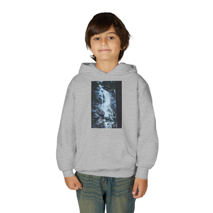 Youth Waterfall Hoodie — Scenic Nature Graphic Sweatshirt