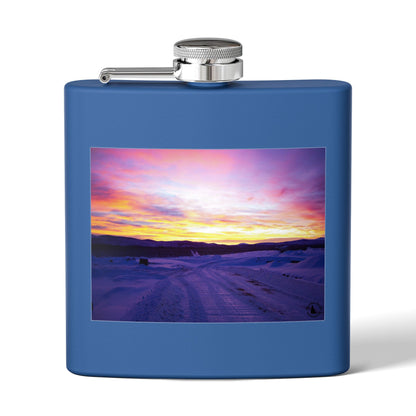 6oz Stainless Steel Flask — Winter Sunset Landscape Photo Flask