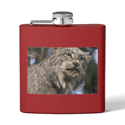 Lynx Portrait Stainless Steel Flask — 6oz Wildlife Gift for Outdoor Lovers