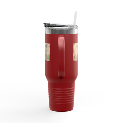 40oz Insulated Travel Mug — Photoreal Bear Photo, Stainless Steel Tumbler with Straw & Handle