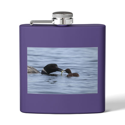Loon Family 6oz Stainless Steel Flask — Nature Wildlife Gift