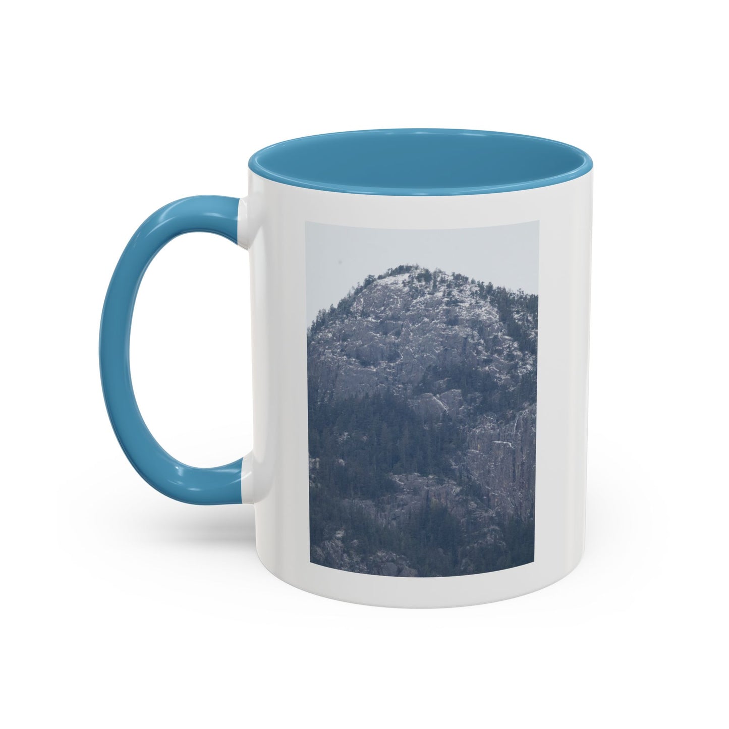 Mountain Peak Accent Coffee Mug – Snowy Forest Photo 11oz/15oz
