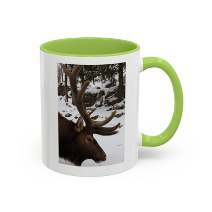 Elk in Snow Accent Coffee Mug — Nature Wildlife Photo Mug (11/15oz)