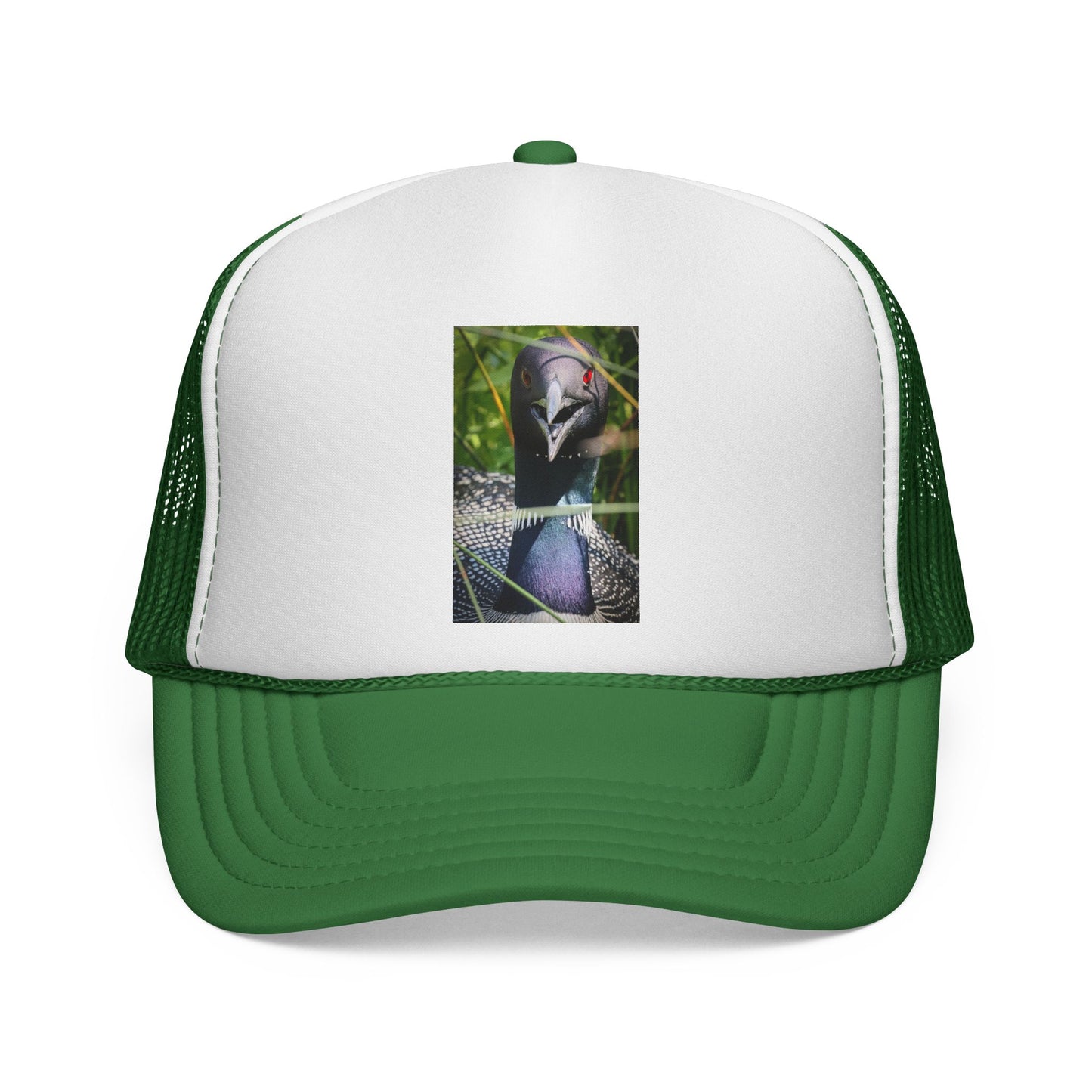 Peacock Portrait Trucker Cap — Colorful Bird Photo Mesh Hat