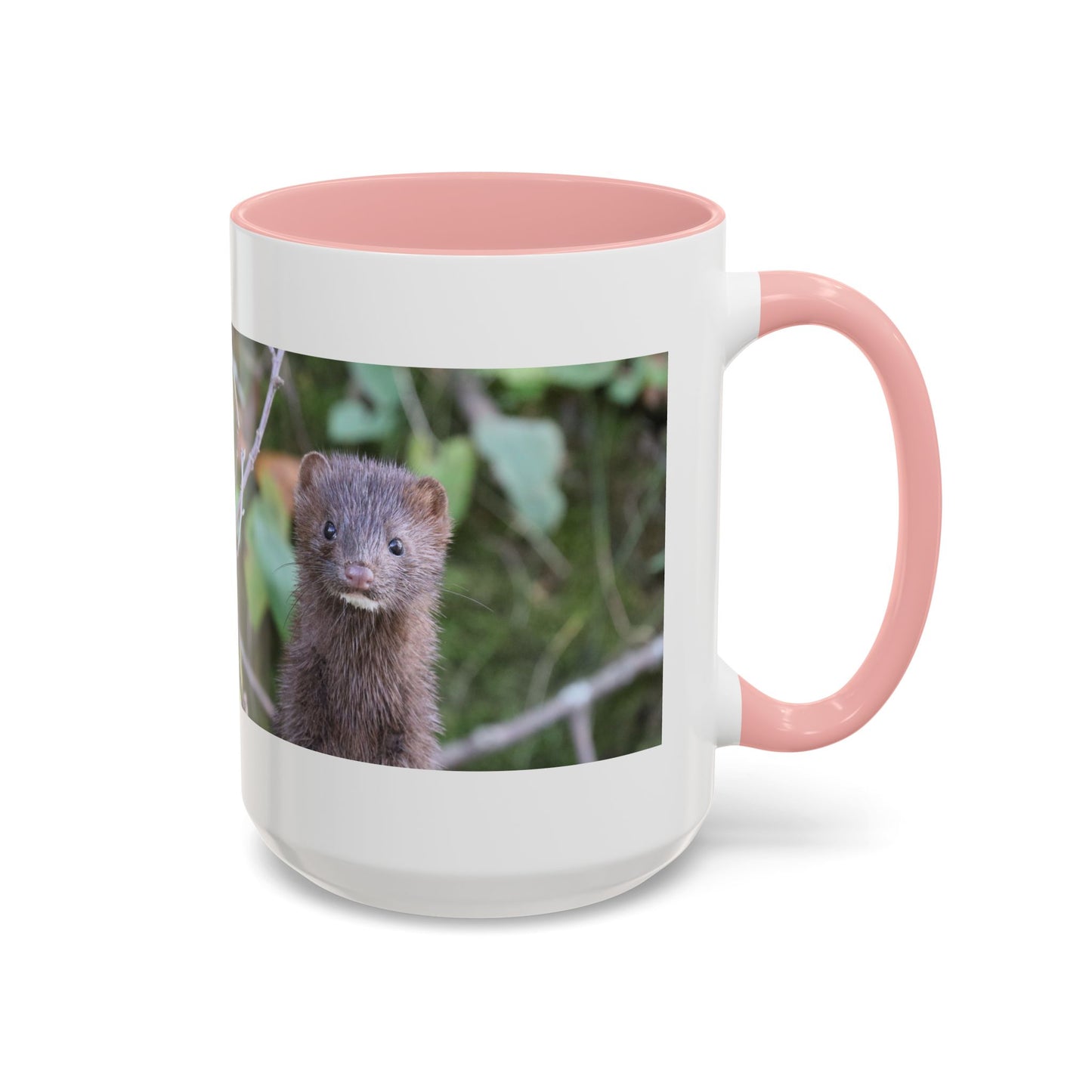 Cute Mink Photo Accent Mug – Wildlife Photography Coffee Cup (11/15 oz)