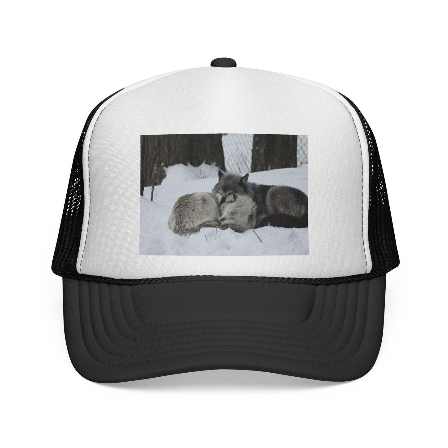 Wolf Pack Trucker Cap — Sleeping Wolves Winter Scene