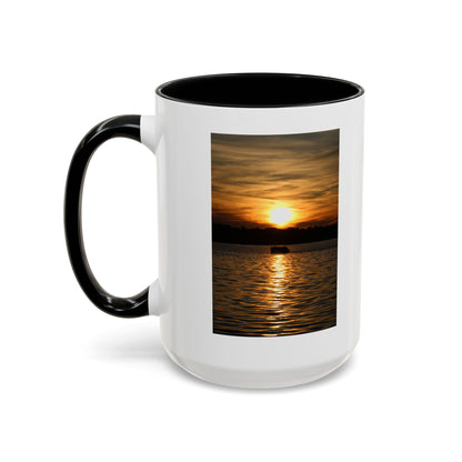 Sunset Lake Photo Accent Coffee Mug — Golden Sunset Reflection (11/15oz)