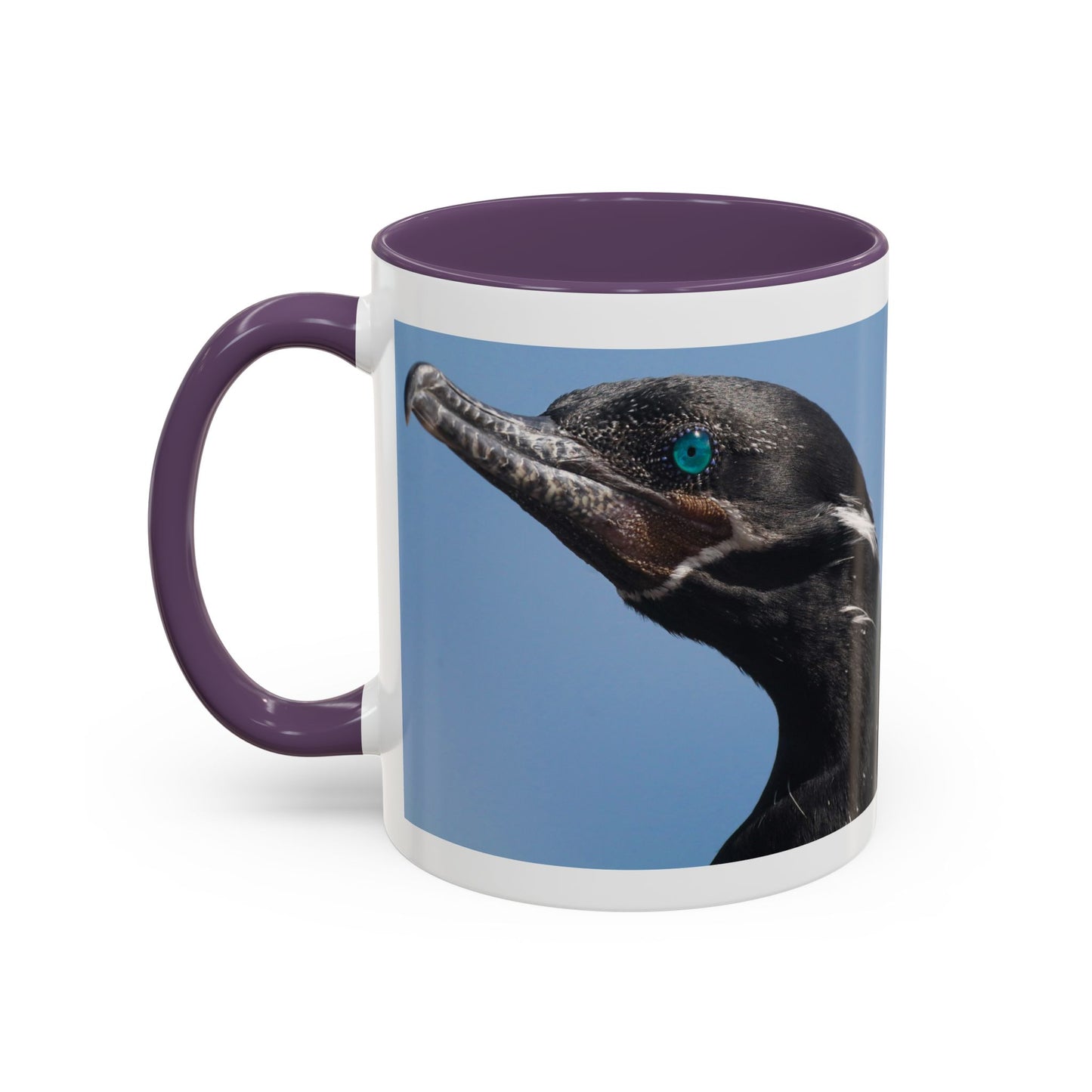 Cormorant Accent Coffee Mug — Blue Bird Portrait Ceramic Tea Cup (11/15oz)