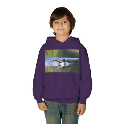 Youth Hoodie with Swimming Otter Photo – Cute Wildlife Kids Sweatshirt