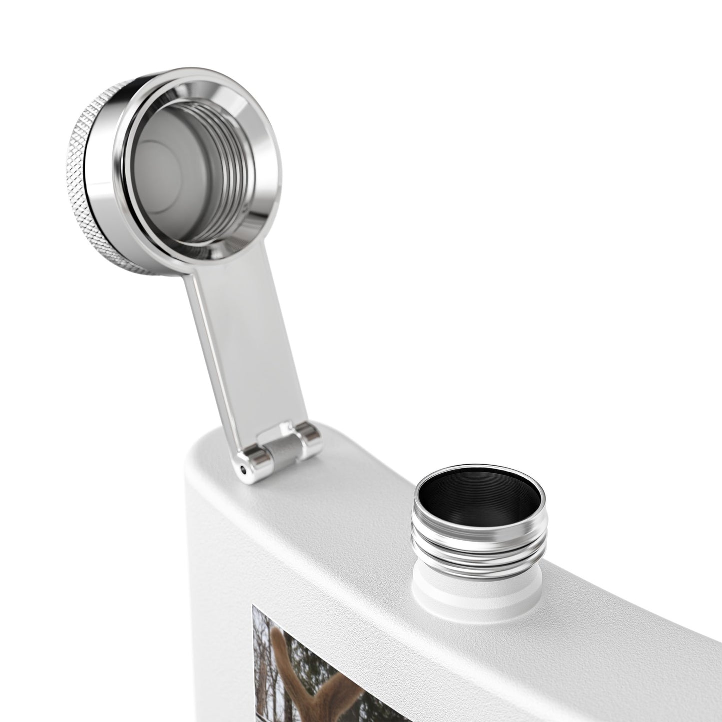 6oz Stainless Steel Flask – Winter Elk Photo Hip Flask, Outdoor Hunting Gift