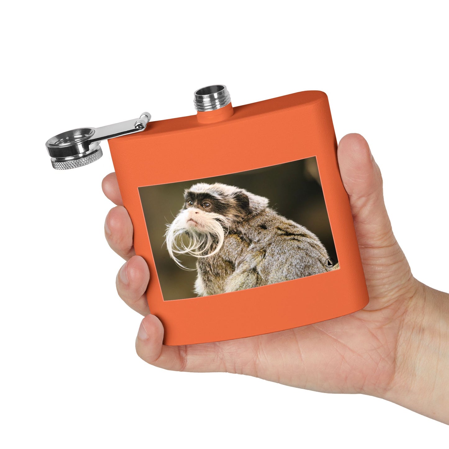 Emperor Tamarin Photo Flask — 6oz Stainless Steel Pocket Hip Flask