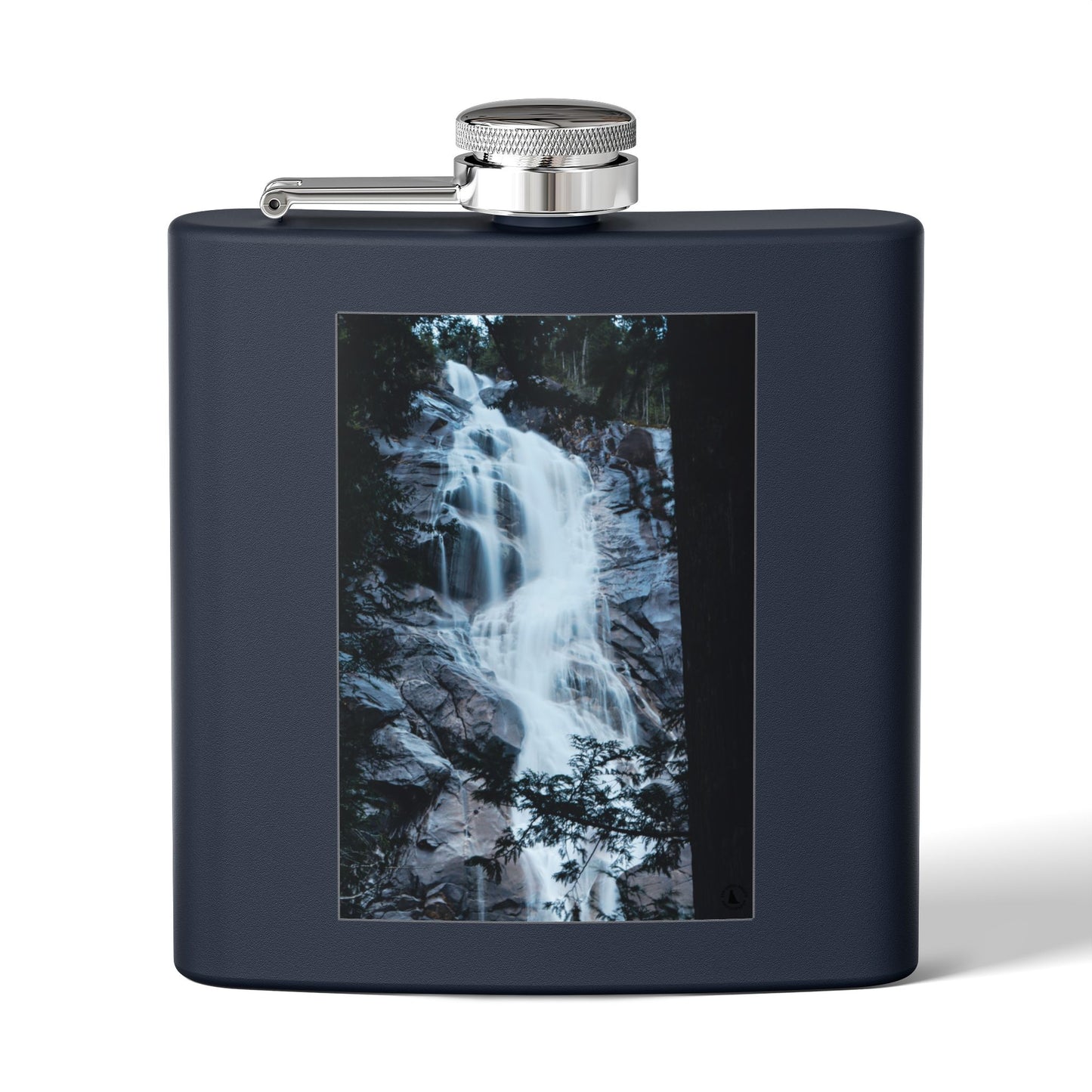 Waterfall Photo Stainless Steel Flask — 6oz Pocket Hip Flask for Outdoors & Travel