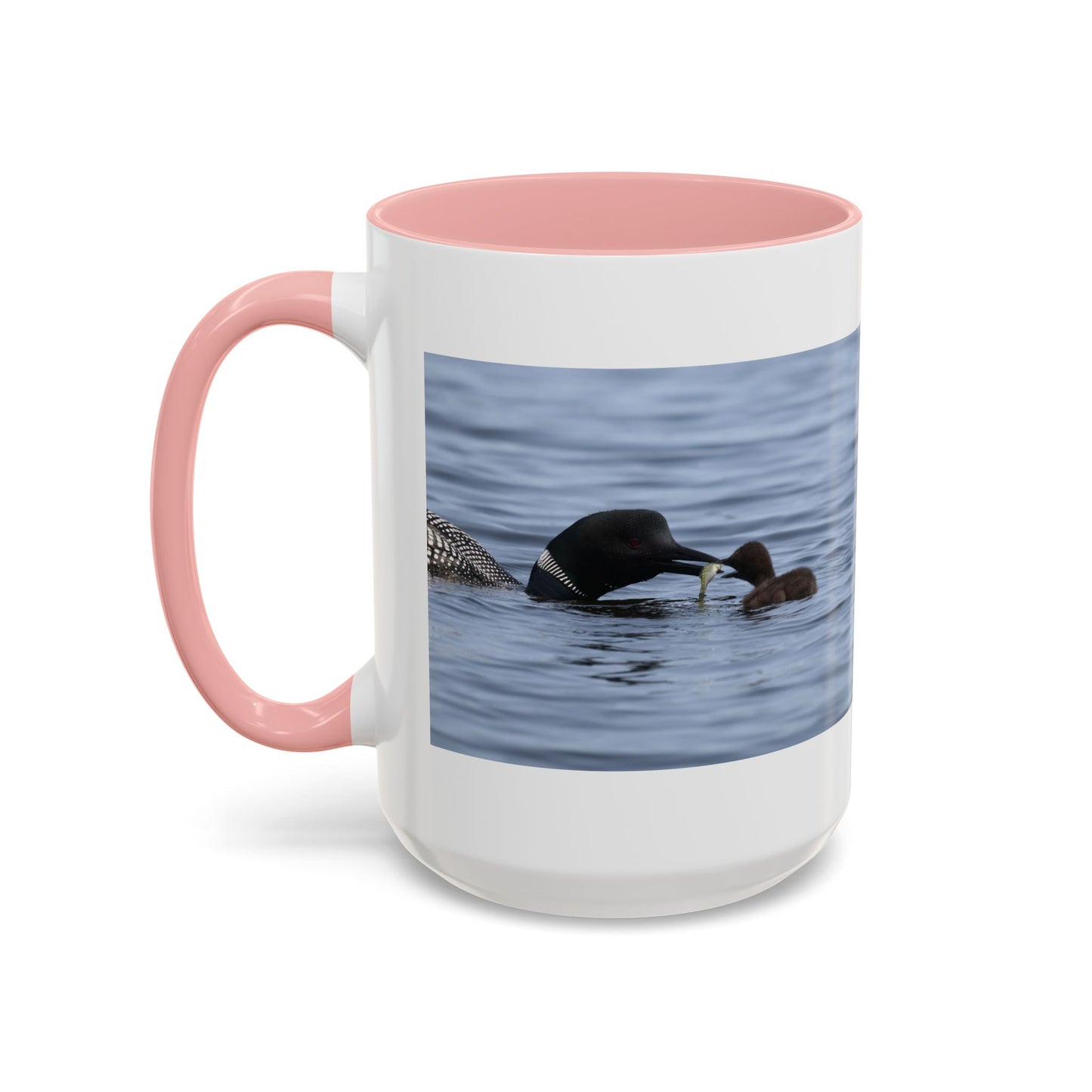 Loon Family Accent Coffee Mug — Scenic Lake Bird Photography (11/15oz)