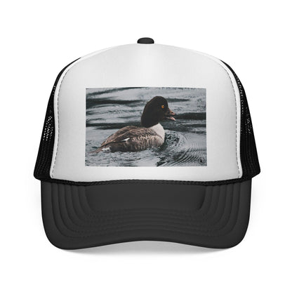 Duck Photo Trucker Hat — Rustic Wildlife Cap for Hunters & Nature Lovers