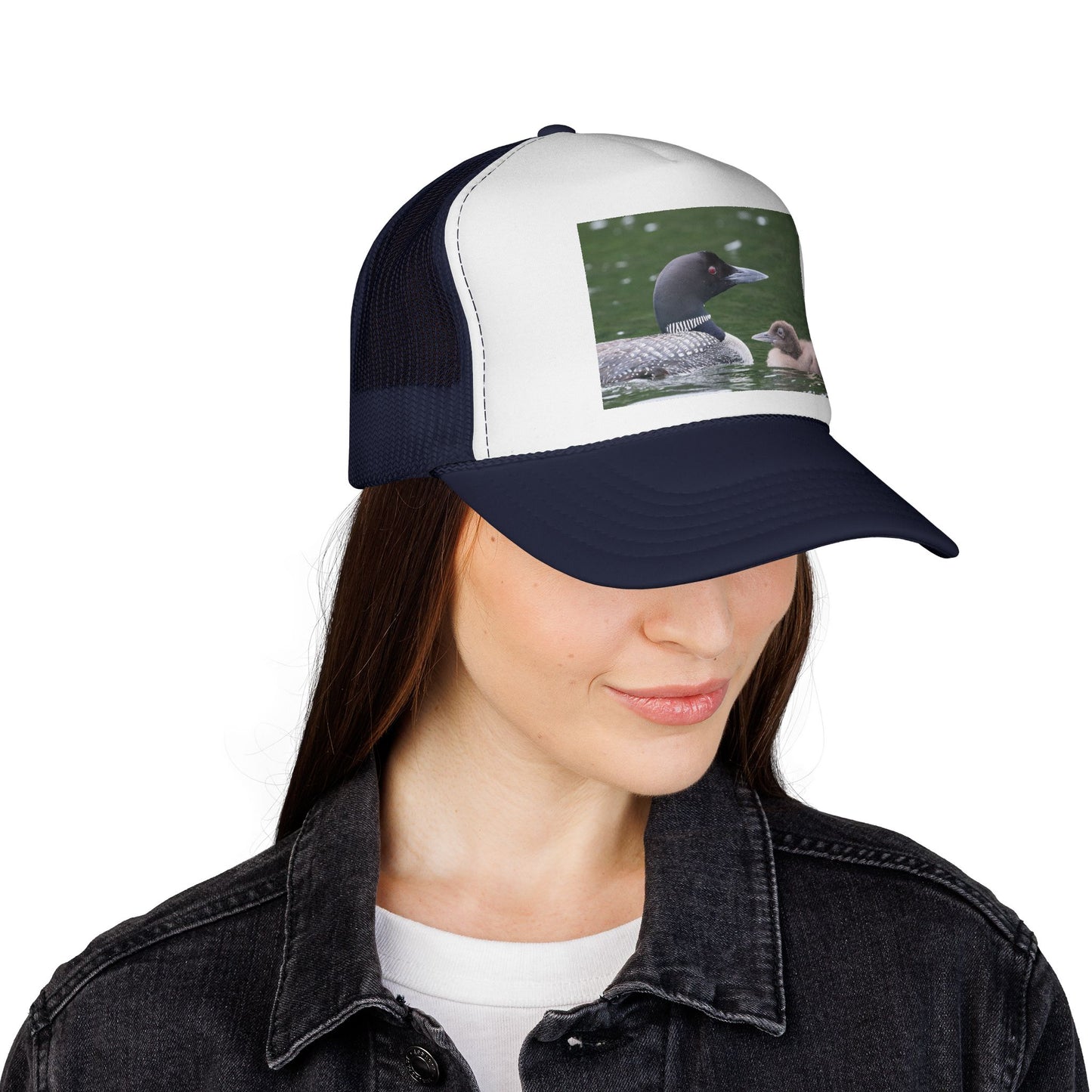 Loon & Chick Trucker Hat — Wildlife Nature Cap for Bird Lovers