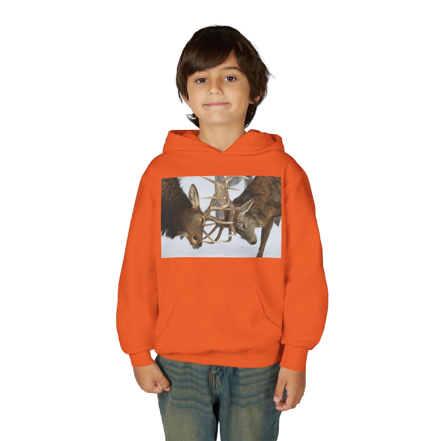 Fighting Deer Antlers Youth Hoodie | Wildlife Nature Illustration