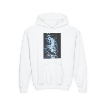 Youth Waterfall Hoodie — Scenic Nature Graphic Sweatshirt