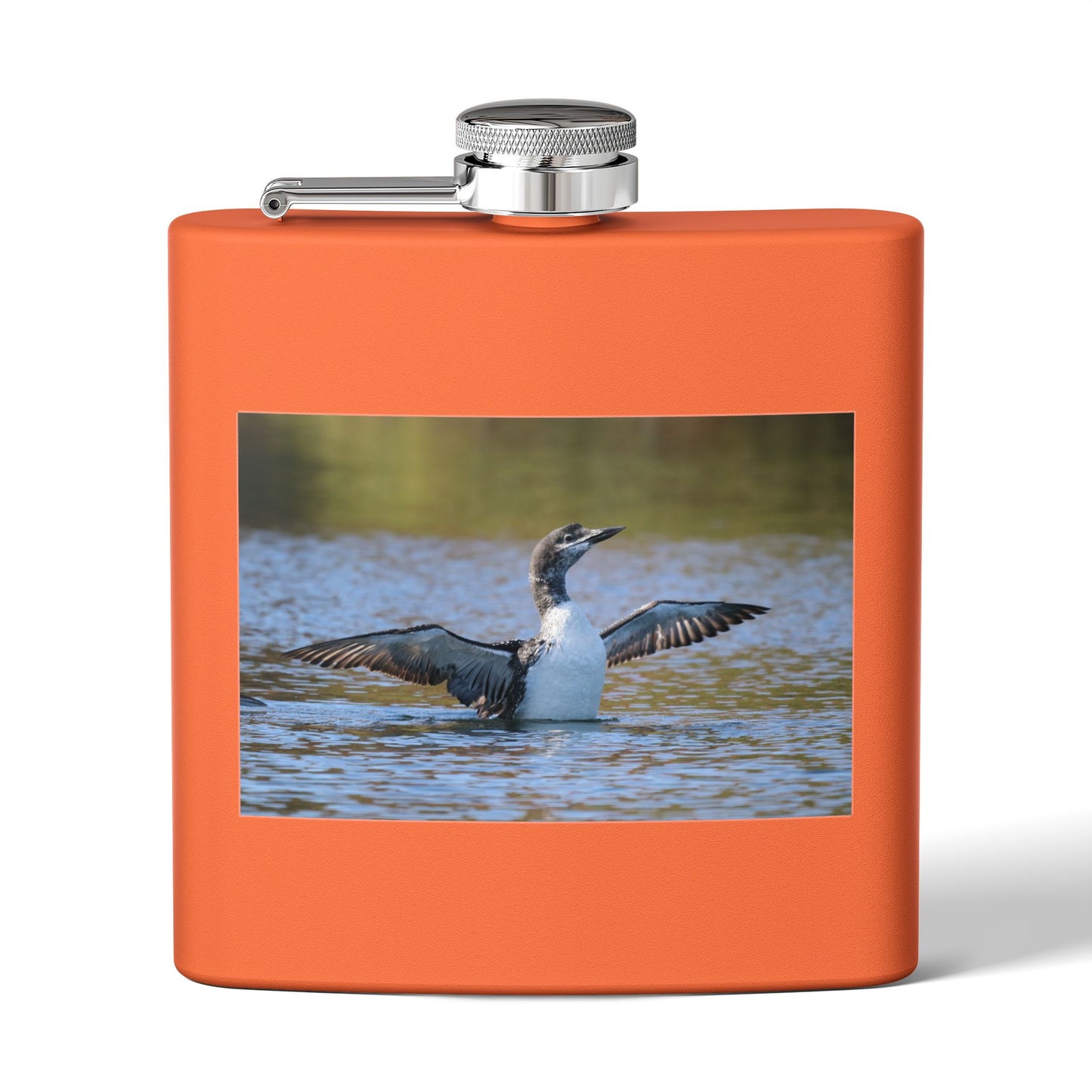 6oz Stainless Steel Flask with Diving Loon Photo – Wildlife Outdoors Gift