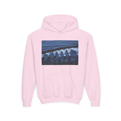 Ocean Wave Ice Photo Hoodie — Youth Nautical Winter Sweatshirt