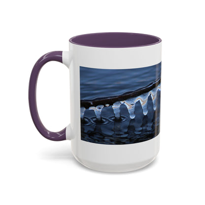 Blue Icicle Wave Accent Coffee Mug — Winter Water Photography 11/15oz