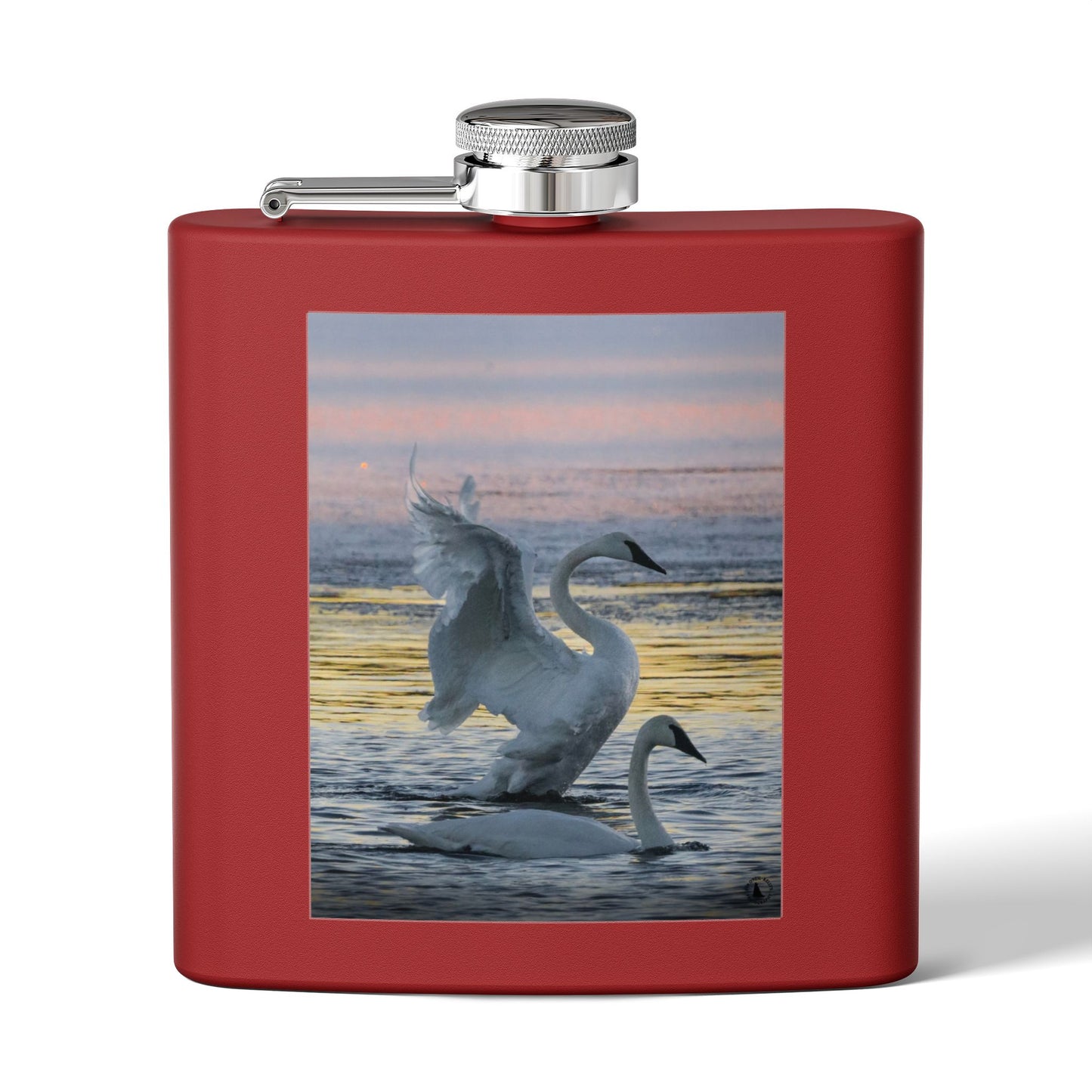 Swan Sunset Stainless Steel Flask — 6oz Travel Hip Flask