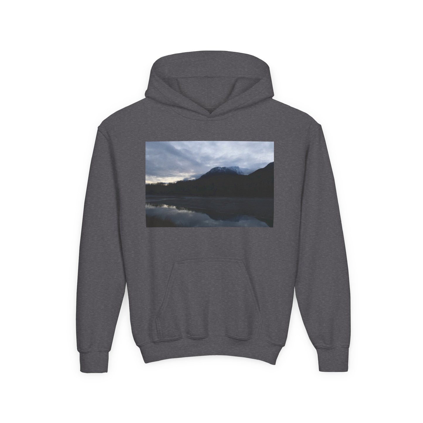 Youth Hoodie with Serene Mountain Lake Photo - Cozy Outdoor Nature Pullover