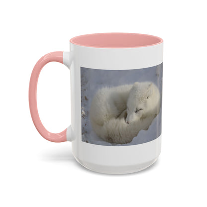 Arctic Fox Photo Accent Coffee Mug – Winter Wildlife Ceramic Mug (11/15oz)