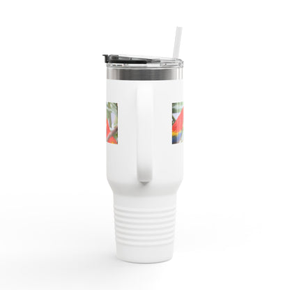 40oz Insulated Travel Mug — Colorful Macaw Parrot Photo, Double-Wall Tumbler for Travel & Outdoor
