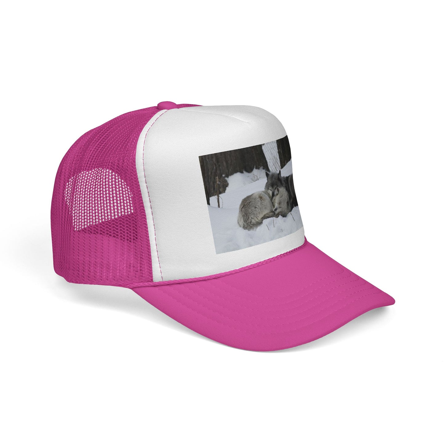 Wolf Pack Trucker Cap — Sleeping Wolves Winter Scene
