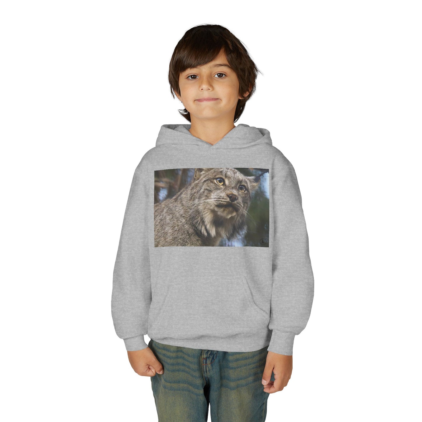 Youth Lynx Hoodie – Realistic Wildcat Photo Pullover for Kids