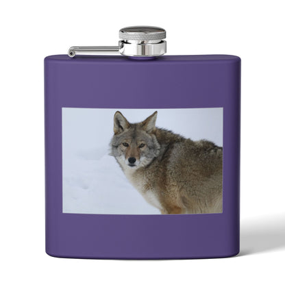 Coyote Photo Stainless Steel Flask — 6oz Wildlife Pocket Flask