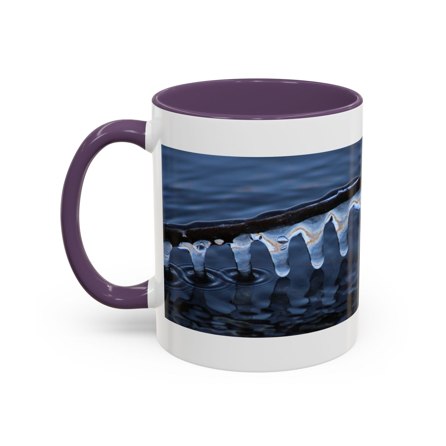 Blue Icicle Wave Accent Coffee Mug — Winter Water Photography 11/15oz