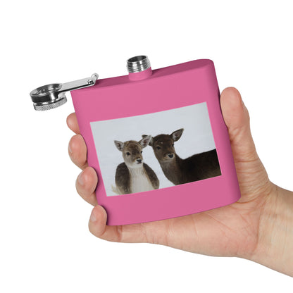 Deer Duo Stainless Steel Flask – 6oz Wildlife Pocket Hip Flask