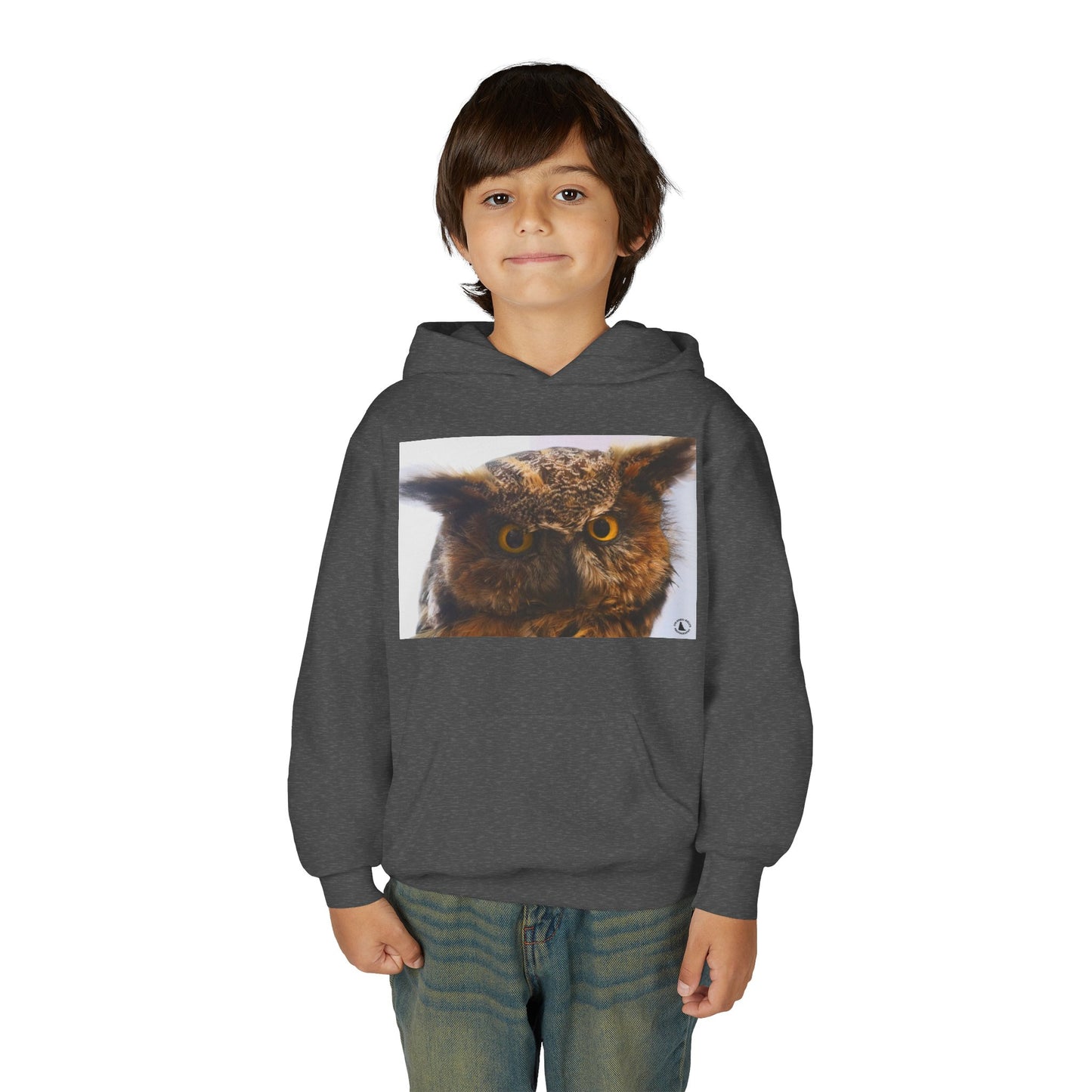 Youth Hoodie with Realistic Owl Art — Cute Kids Animal Pullover