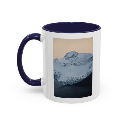 Mountain Sunrise Accent Coffee Mug — Scenic Snow Peak Photo (11/15oz)