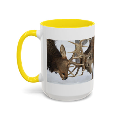 Deer Antler Clash Coffee Mug — Rustic Wildlife Accent Mug (11/15oz)