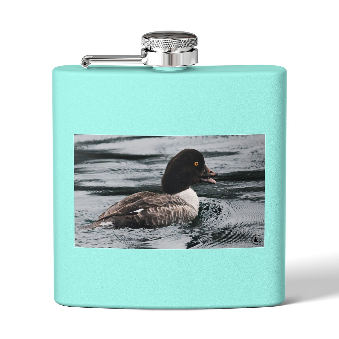 Goldeneye Duck Photo Stainless Steel Flask — 6oz Travel Hip Flask