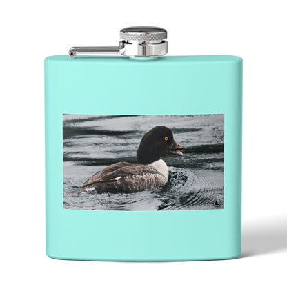 Goldeneye Duck Photo Stainless Steel Flask — 6oz Travel Hip Flask