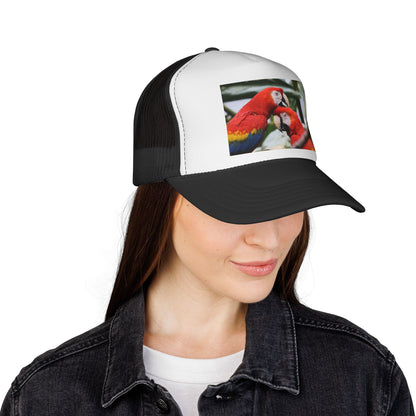 Parrot Love Trucker Cap — Tropical Scarlet Macaw Mesh Hat