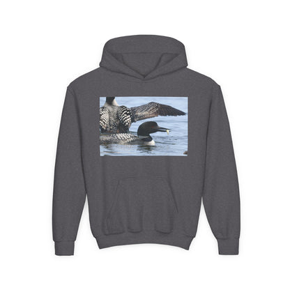 Loon Lake Youth Hoodie — Scenic Common Loon Wildlife Photo