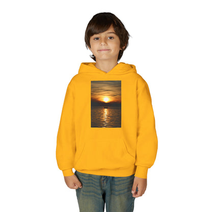 Youth Hoodie with Golden Sunset Photo - Beach Vibes Kids Pullover